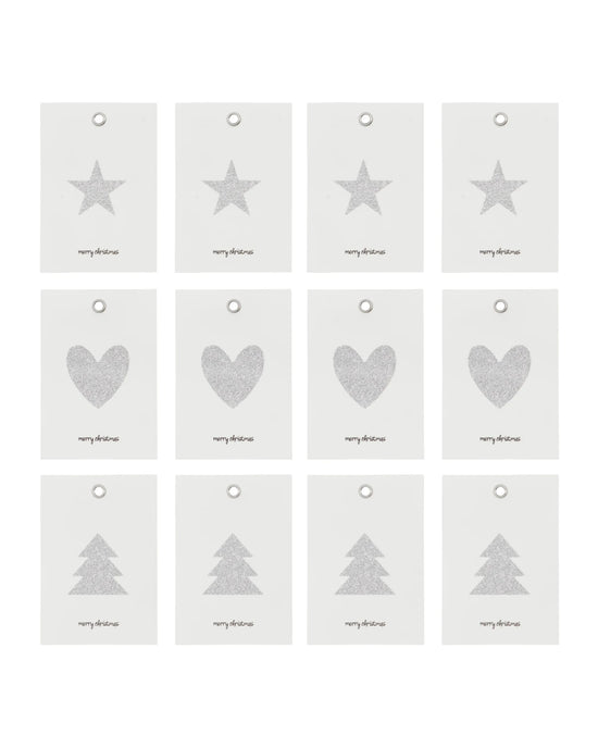 Gift tag, HDGlitr, White, Silver