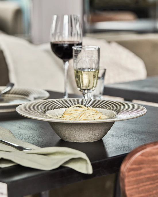 Pasta plate, HDPleat, Grey, Brown