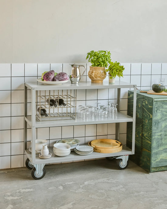 Shelving unit w. 4 wheels, HDTrolley, Grey