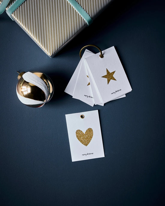 Geschenkanhänger, HDGlitr, Weiß;Gold