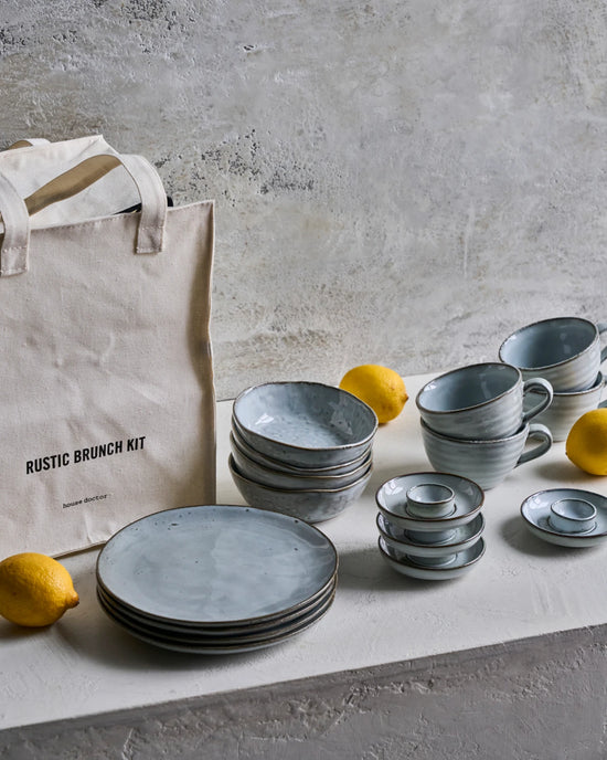 Brunch-Set, HDRustic, Grau;Blau