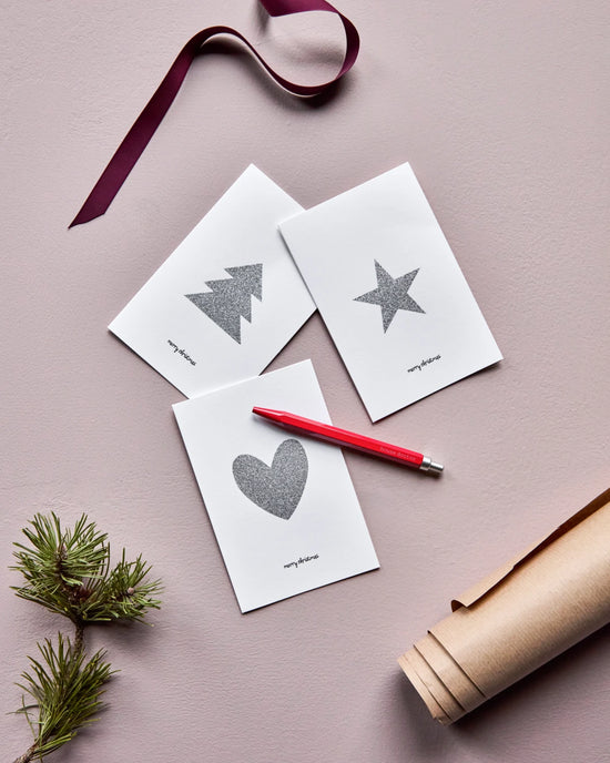 Greeting card, HDGlitr, White, Silver