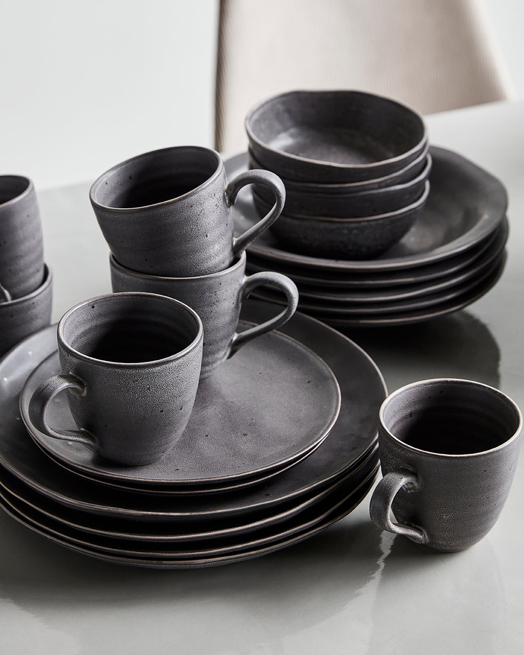 Black rustic tableware